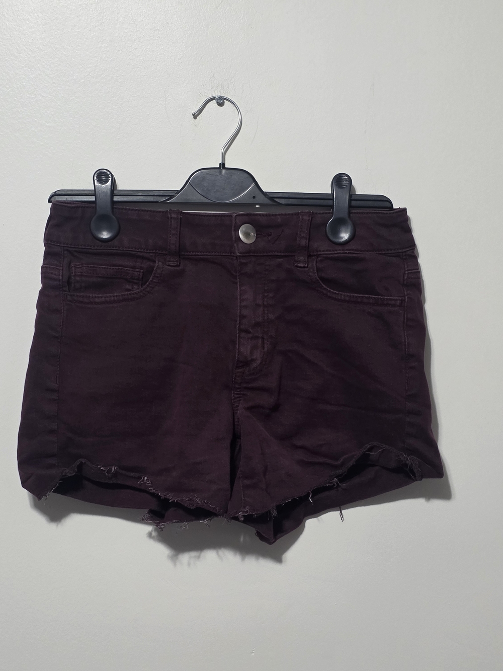 American Eagle Outfitters Maroon High-Rise Denim Shorts